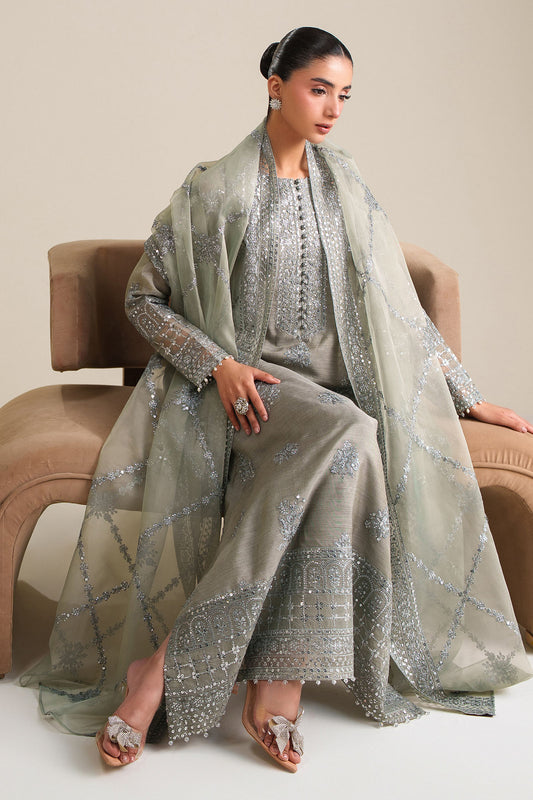 FOREST MIST-3PC SILK EMBROIDERED SUIT