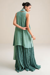 OCEAN ELEGANCE-4PC CHIFFON EMBROIDERED SUIT