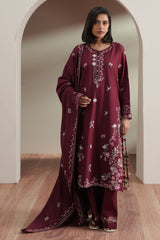 CRIMSON MAJESTY-3PC EMBROIDERED LAWN SUIT