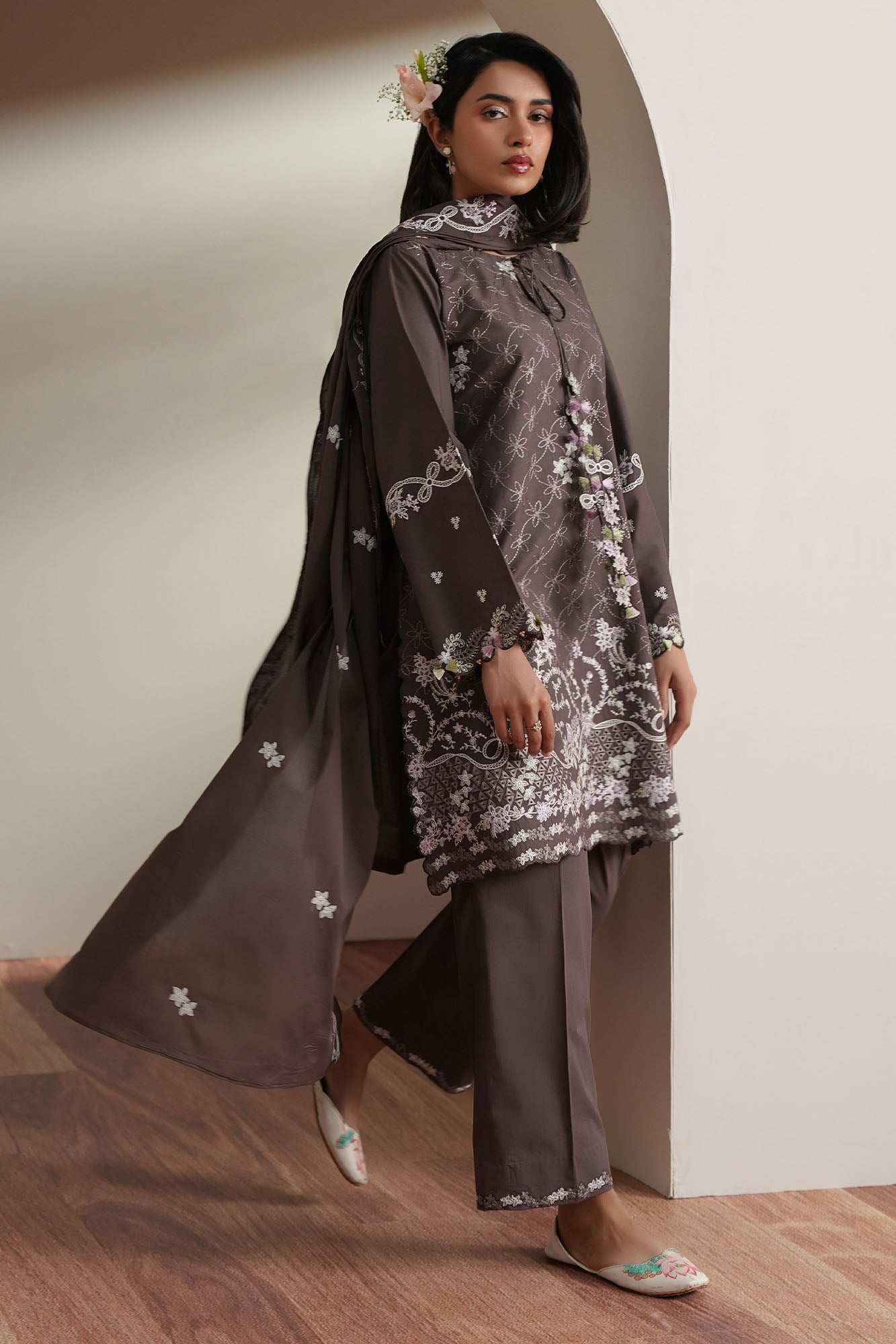 COCOA WHISPER-3PC EMBROIDERED LAWN SUIT