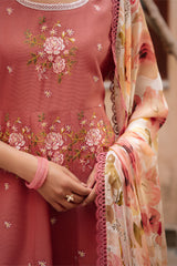 ROSEATE WHISPER-3PC EMBROIDERED LAWN SUIT