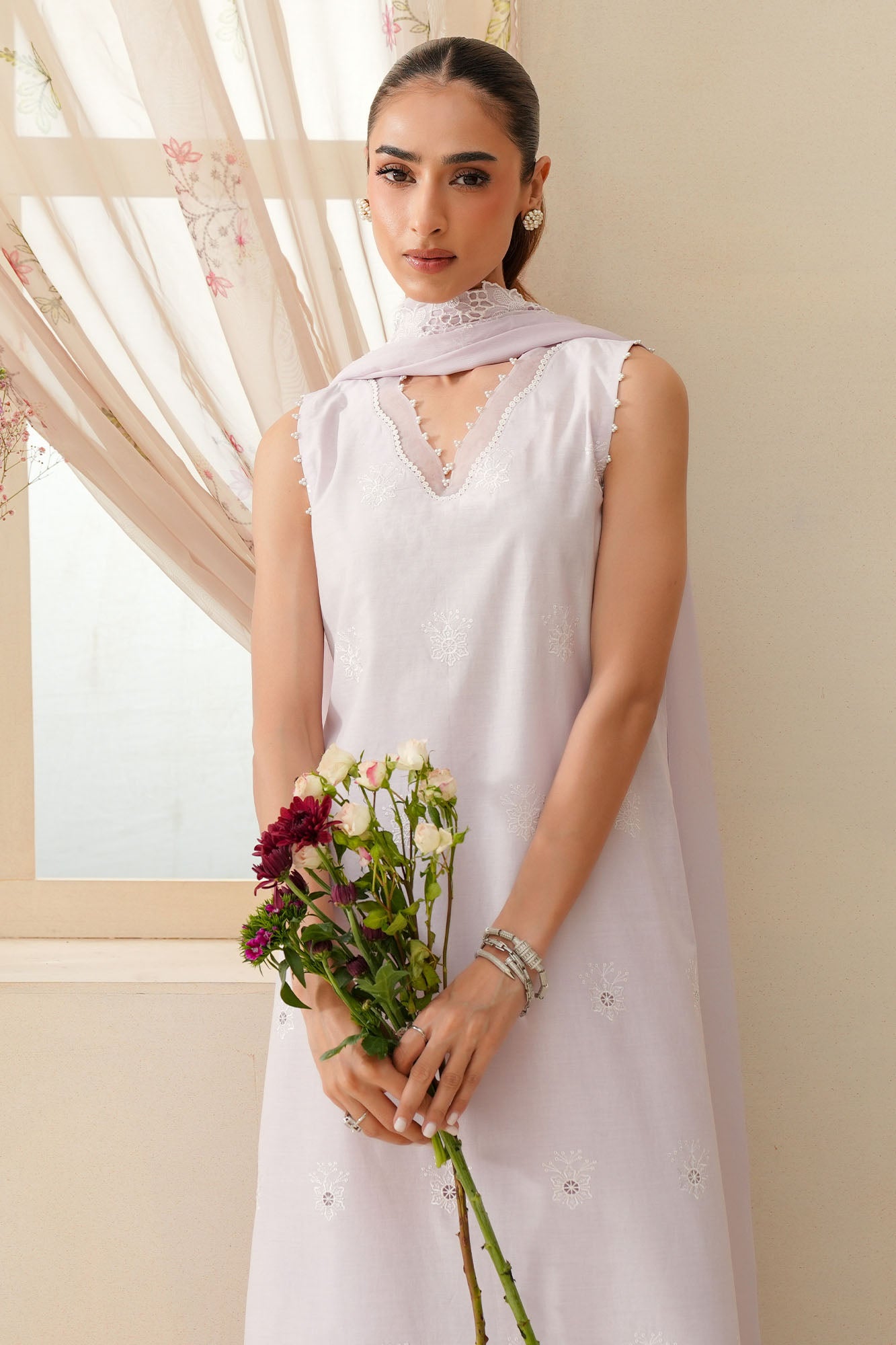 BLUSH BREEZE-3PC CHIKANKARI SUIT