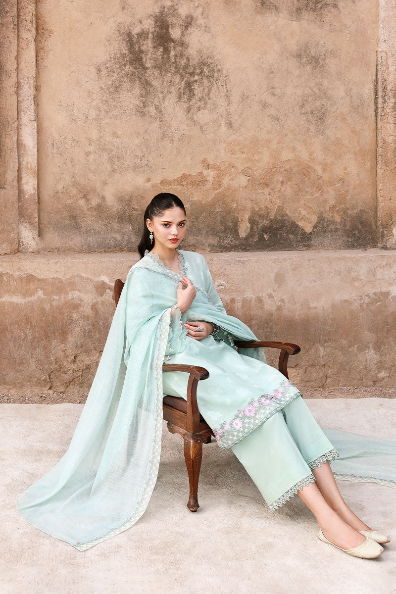 MISTY MINT-3PC EMBROIDERED LAWN SUIT