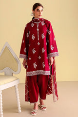ROYAL GARNET-3PC EMBROIDERED LAWN SUIT