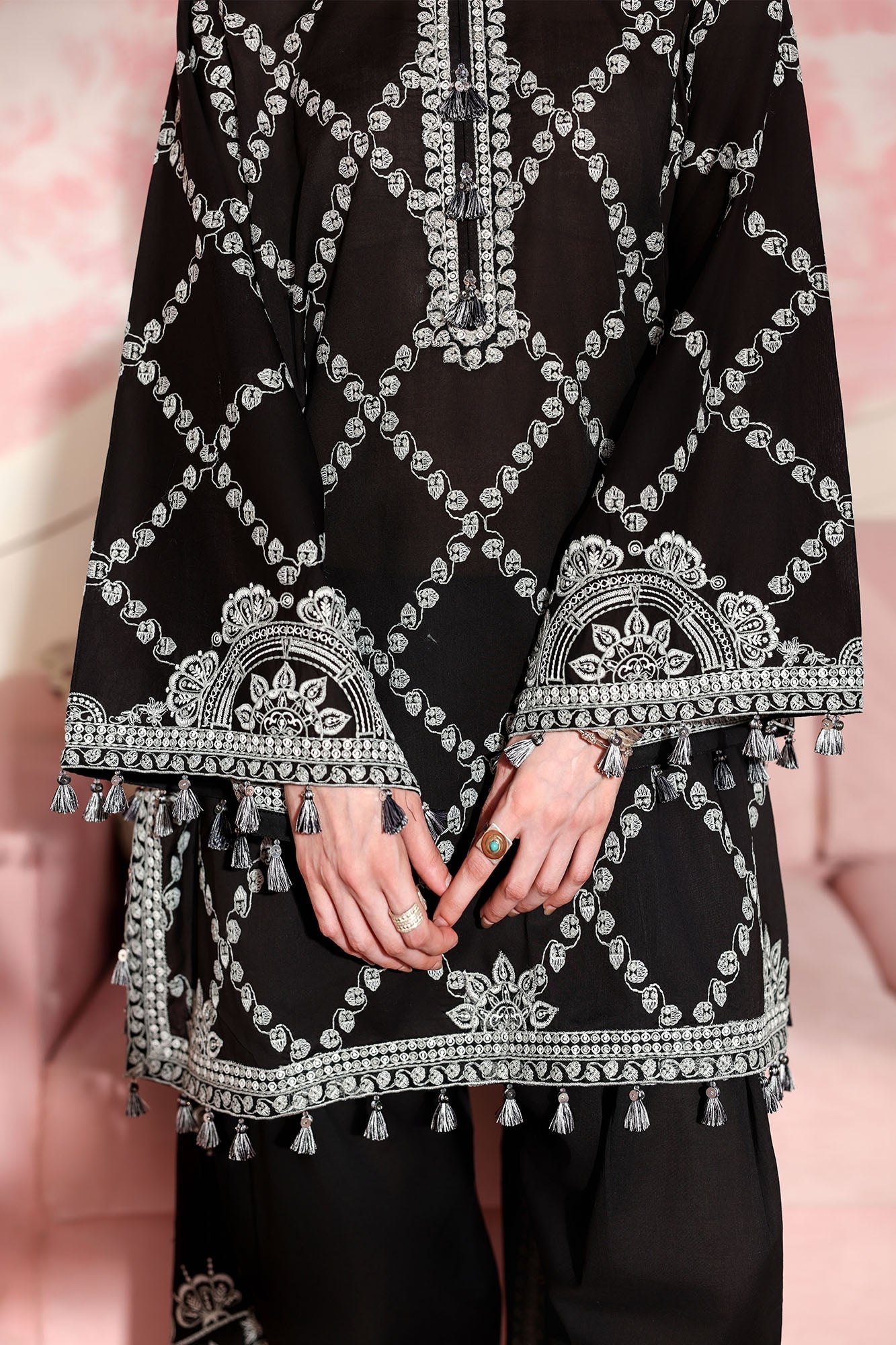 CHARCOAL CHARM-3PC EMBROIDERED LAWN SUIT