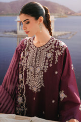 BERRY MIST-3PC EMBROIDERED LAWN SUIT