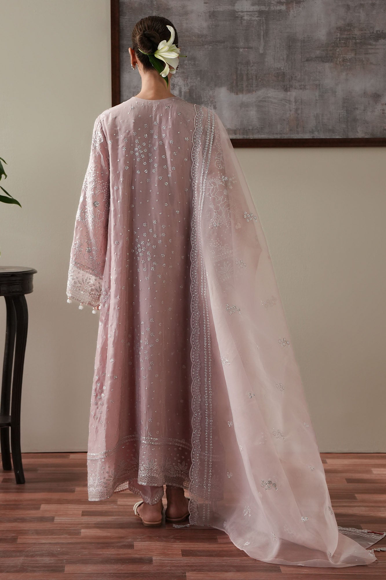 STARRY LILAC -3PC SILK EMBROIDERED SUIT