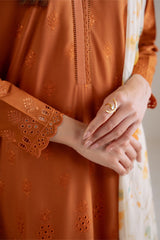 BURNT ORANGE-3PC (SHIRT, TROUSER & DUPATTA)