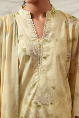 OCHRE CHARM-3 PIECE PRINTED LAWN SUIT