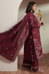 CRIMSON MAJESTY-3PC EMBROIDERED LAWN SUIT