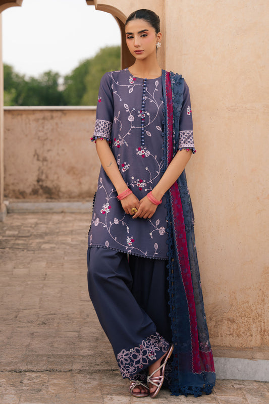 INDIGO DUSK-3PC EMBROIDERED LAWN SUIT