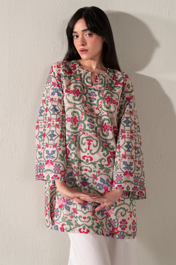 CORAL BLOOM PRINTED LAWN SHIRT