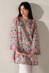 CORAL BLOOM PRINTED LAWN SHIRT