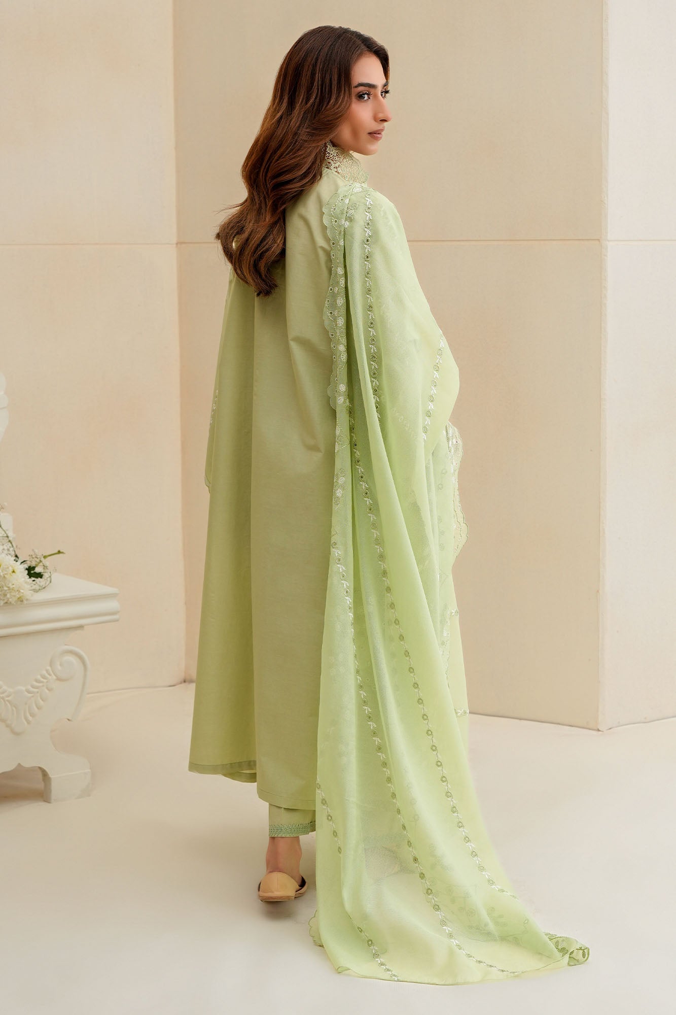 SAGE SILK-3PC CHIKANKARI SUIT