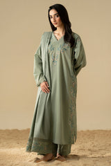 OLIVE DUSK-3PC (SHIRT, TROUSER & DUPATTA)