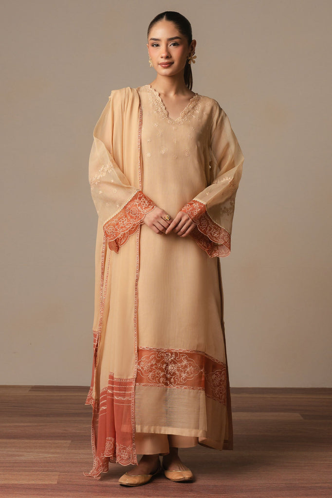 LIGHT TAUPE-3PC (SHIRT, TROUSER & DUPATTA)