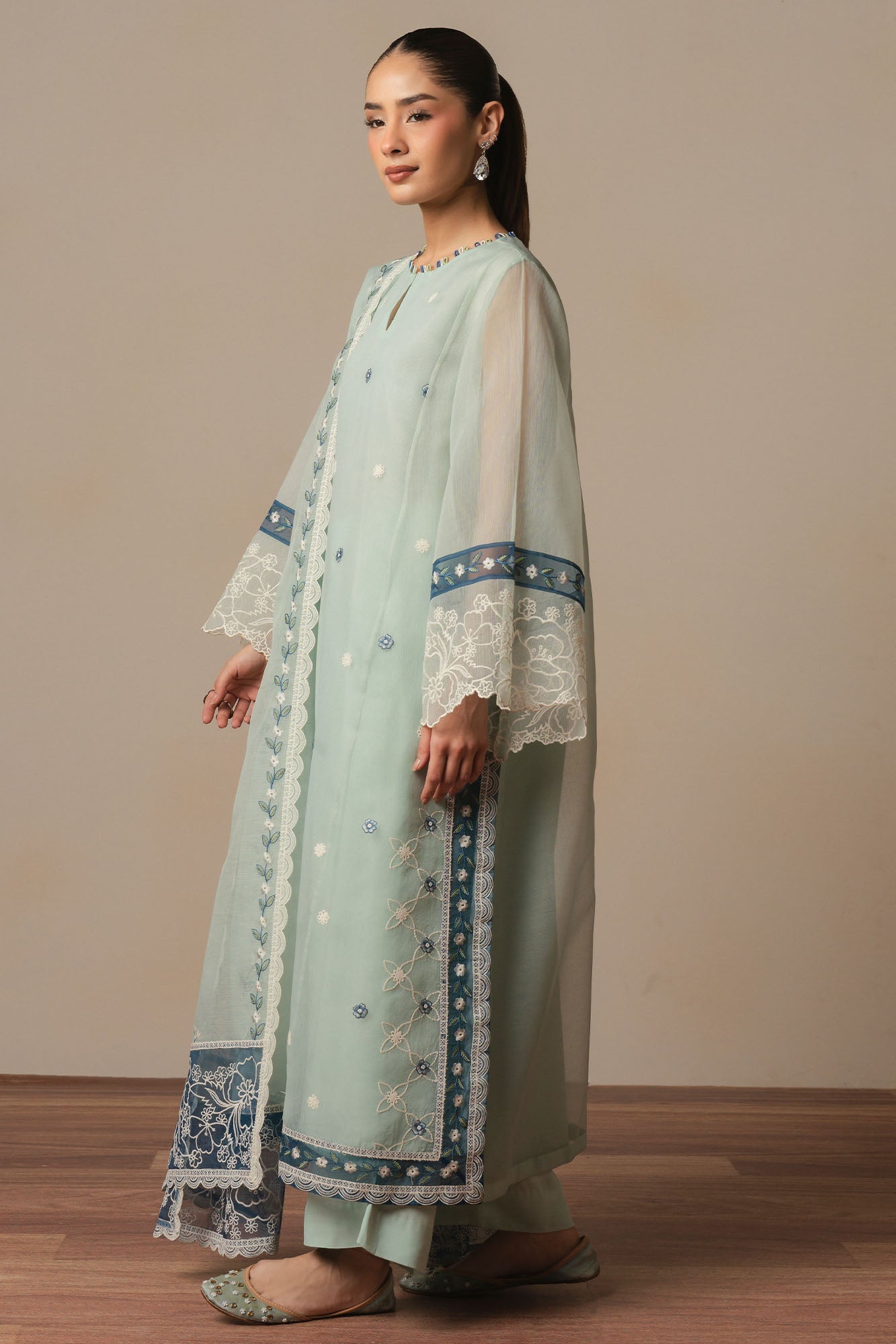 BLUE GLOW-3PC (SHIRT, TROUSER & DUPATTA)