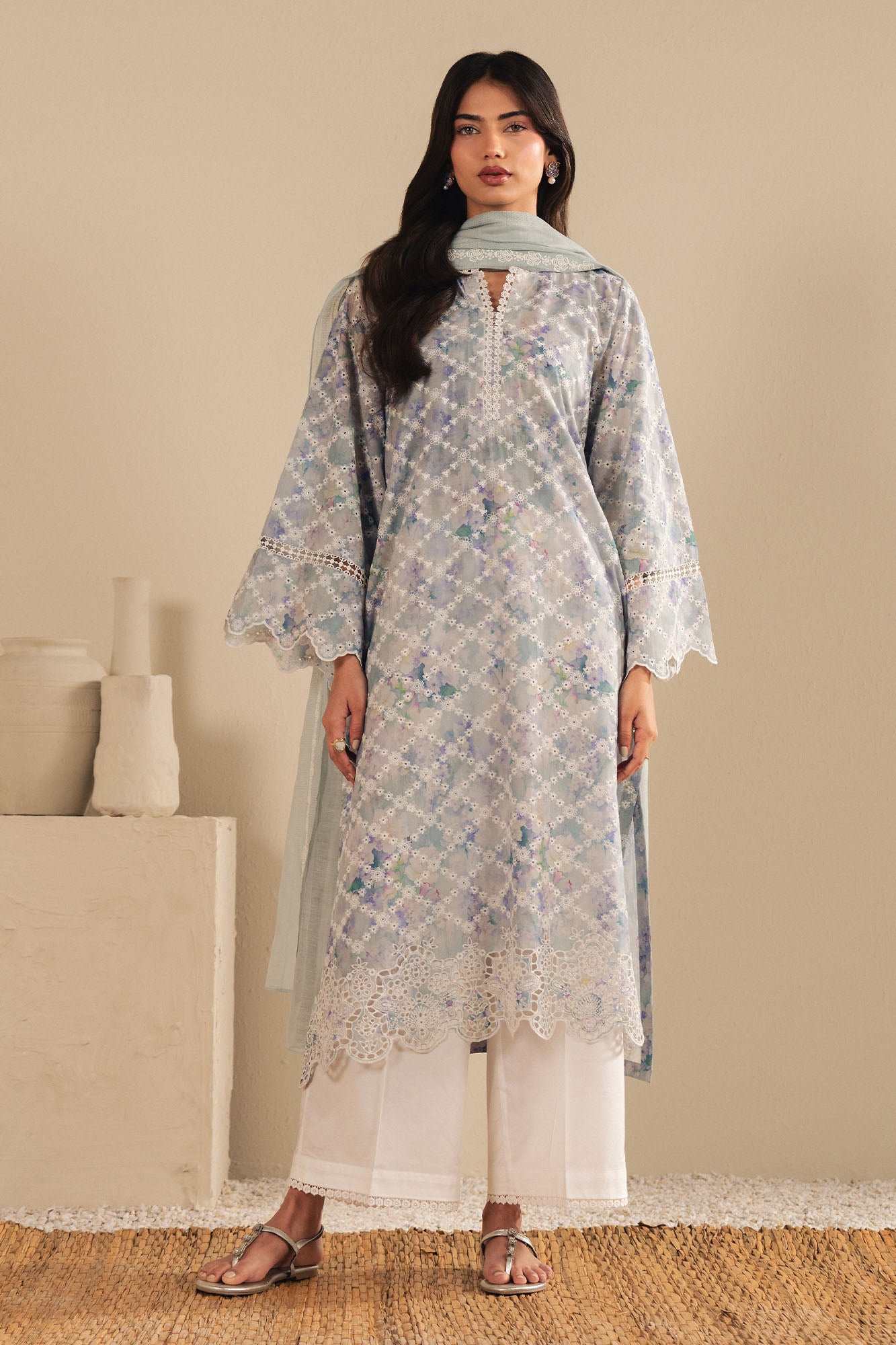 VIOLET SPLASH-2PC (SHIRT & DUPATTA)