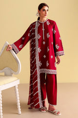 ROYAL GARNET-3PC EMBROIDERED LAWN SUIT