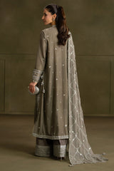 GRAY HUES-3PC VELVET EMBROIDERED SUIT