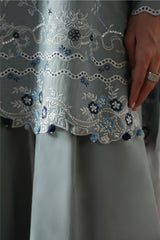 AQUA SMOKE-3PC EMBROIDERED SUIT