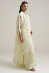 LIME GLOW-4PC NET EMBROIDERED SUIT