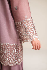 WISTFUL MAUVE-3PC SILK EMBROIDERED SUIT