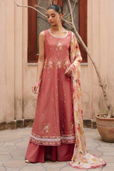ROSEATE WHISPER-3PC EMBROIDERED LAWN SUIT