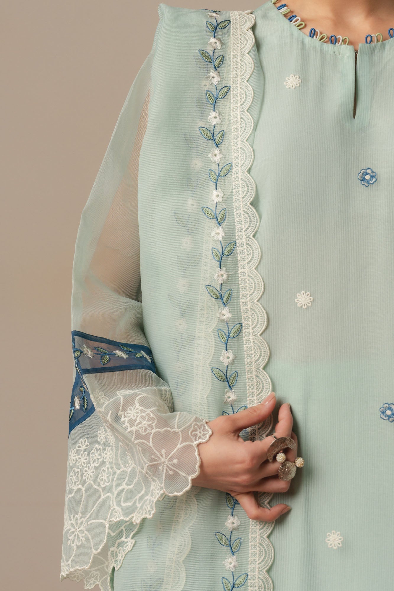 BLUE GLOW-3PC (SHIRT, TROUSER & DUPATTA)