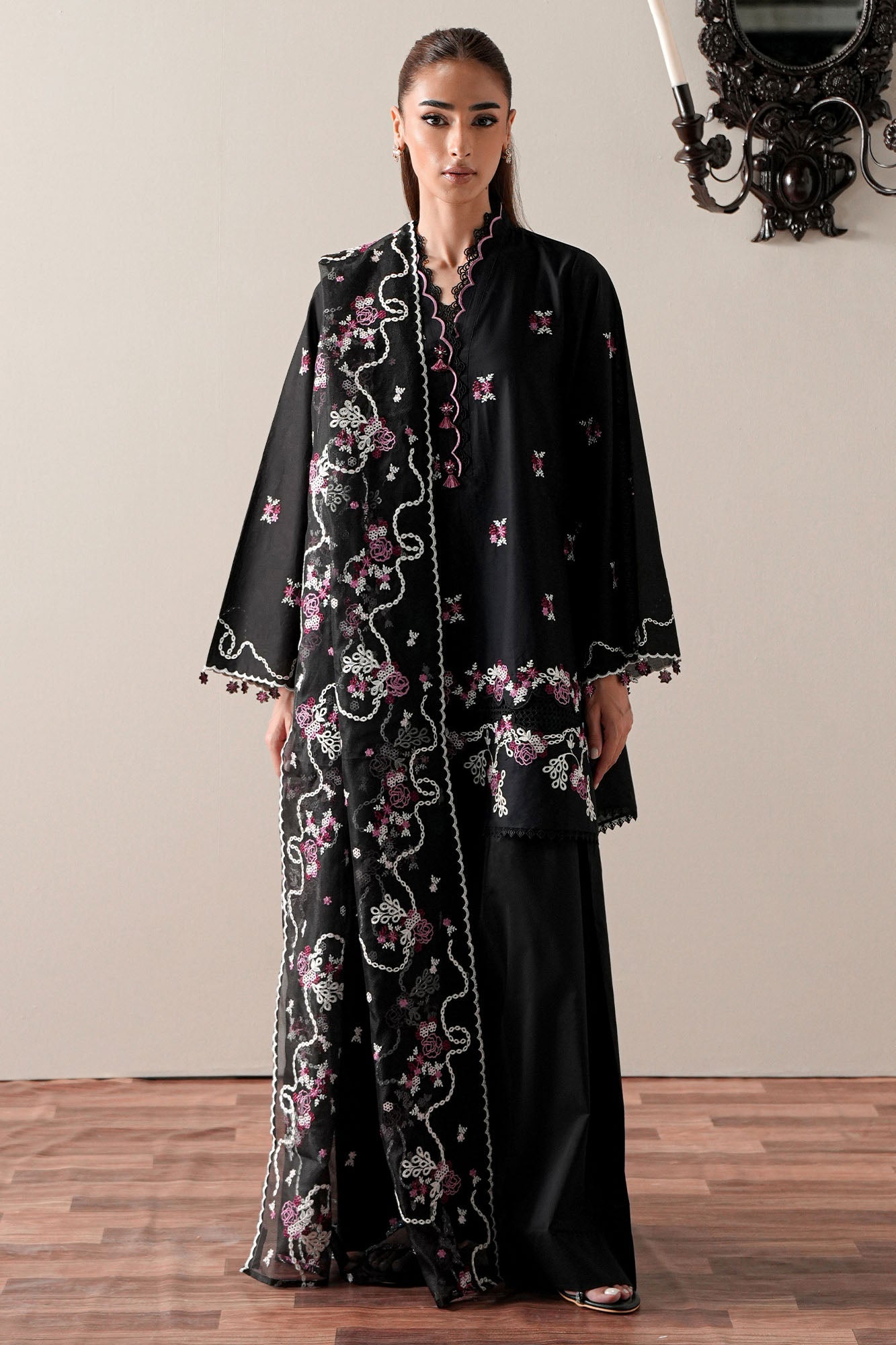 EBONY MIST-3PC EMBROIDERED SUIT