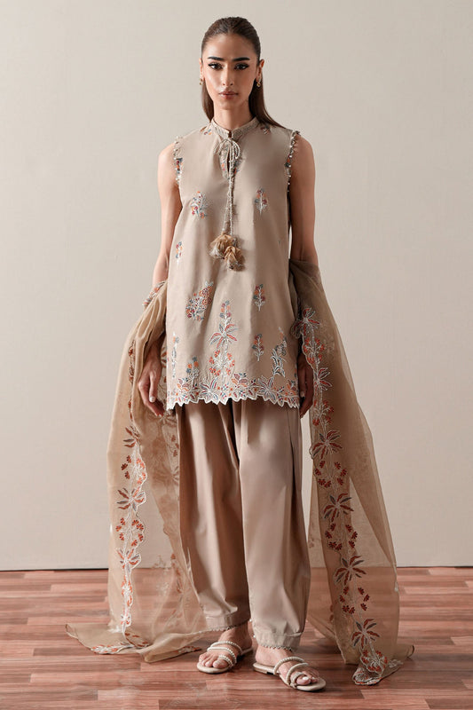 DUSTY SAGE-3PC EMBROIDERED SUIT