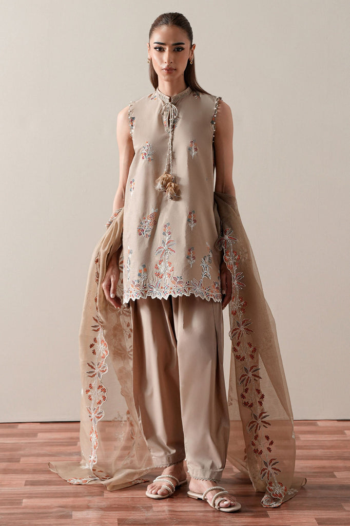 DUSTY SAGE-3PC EMBROIDERED SUIT