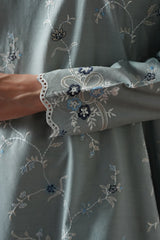 AQUA SMOKE-3PC EMBROIDERED SUIT