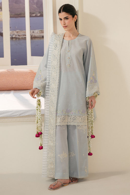 AQUA WHISPER-3PC EMBROIDERED LAWN SUIT