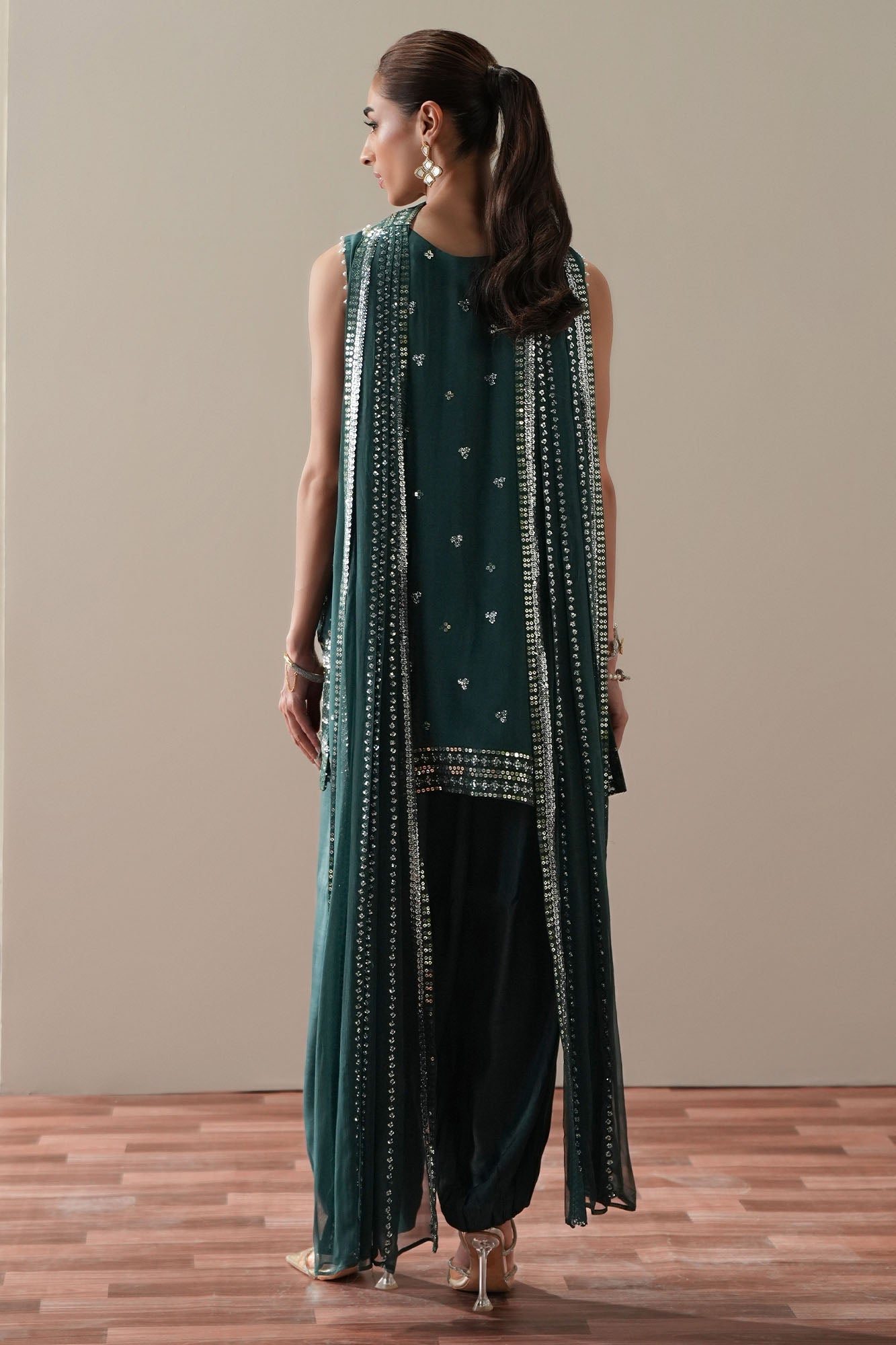LUXE VERDANT - 4PC  CHIFFON EMBROIDERED SUIT