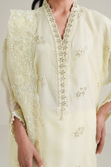 LIME GLOW-4PC NET EMBROIDERED SUIT