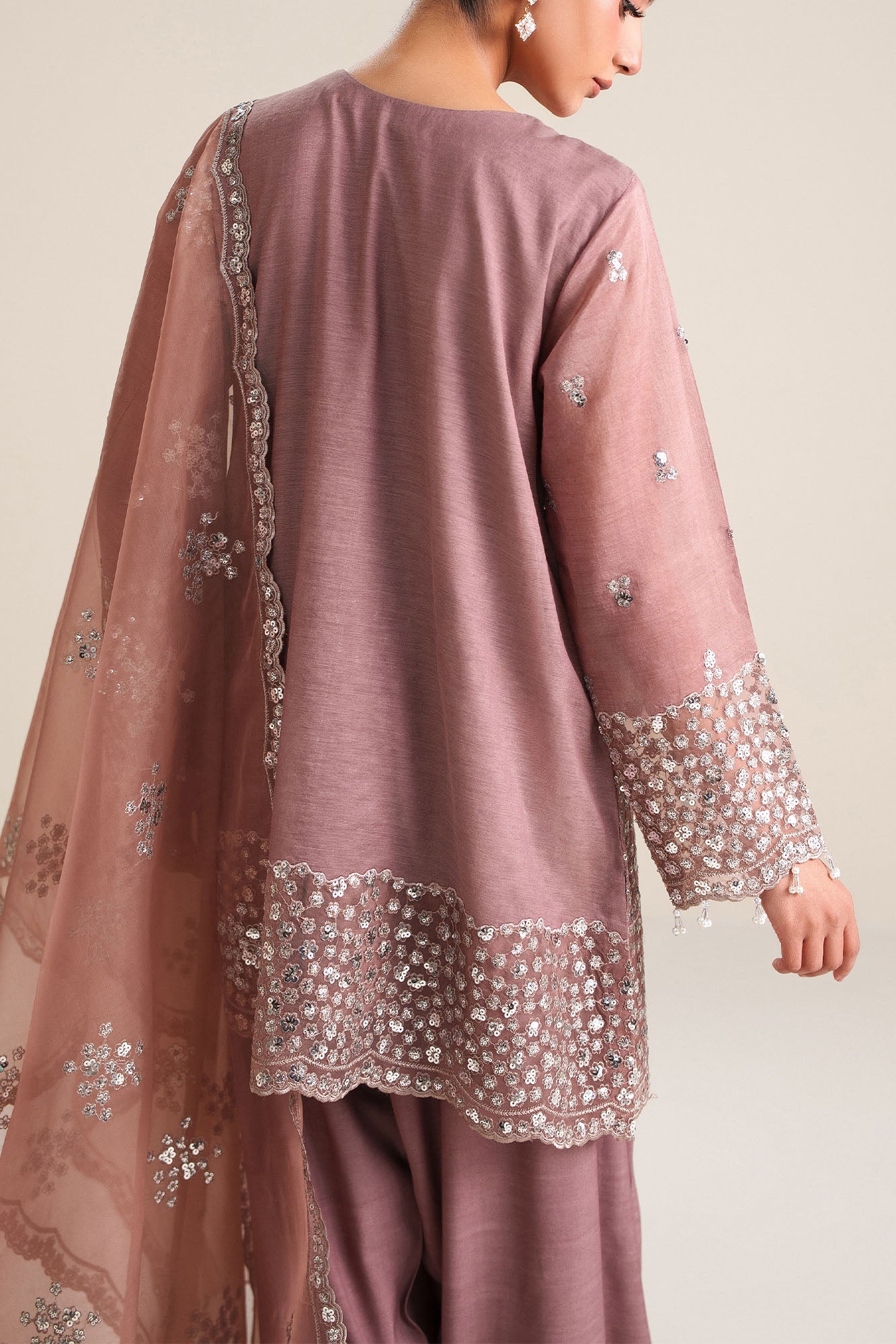 WISTFUL MAUVE-3PC SILK EMBROIDERED SUIT