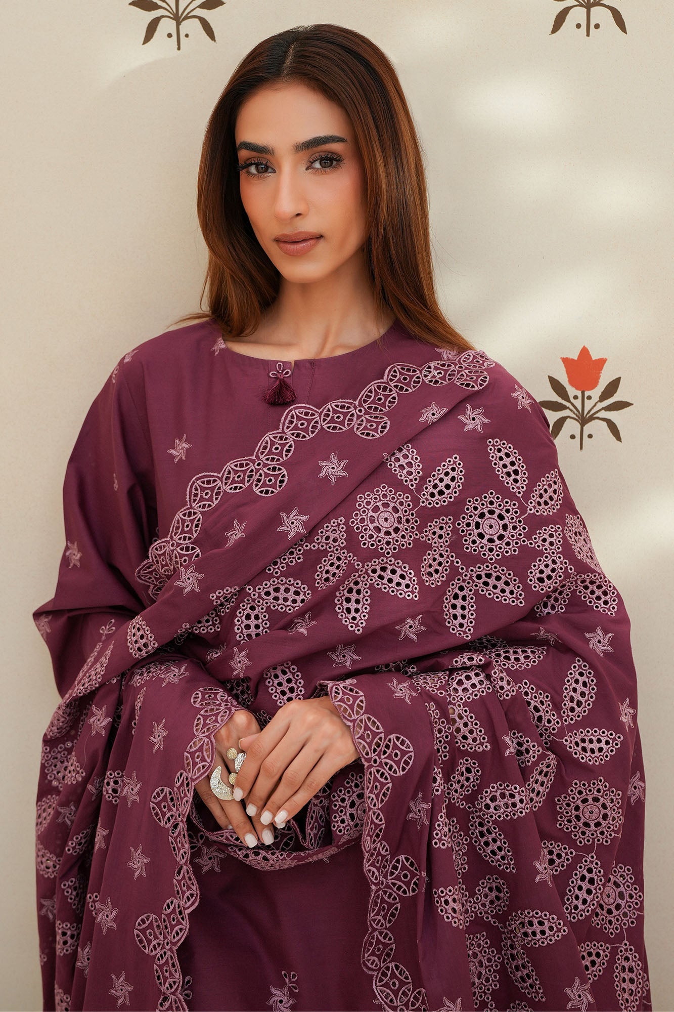 PLUM LUXE-3PC CHIKANKARI SUIT