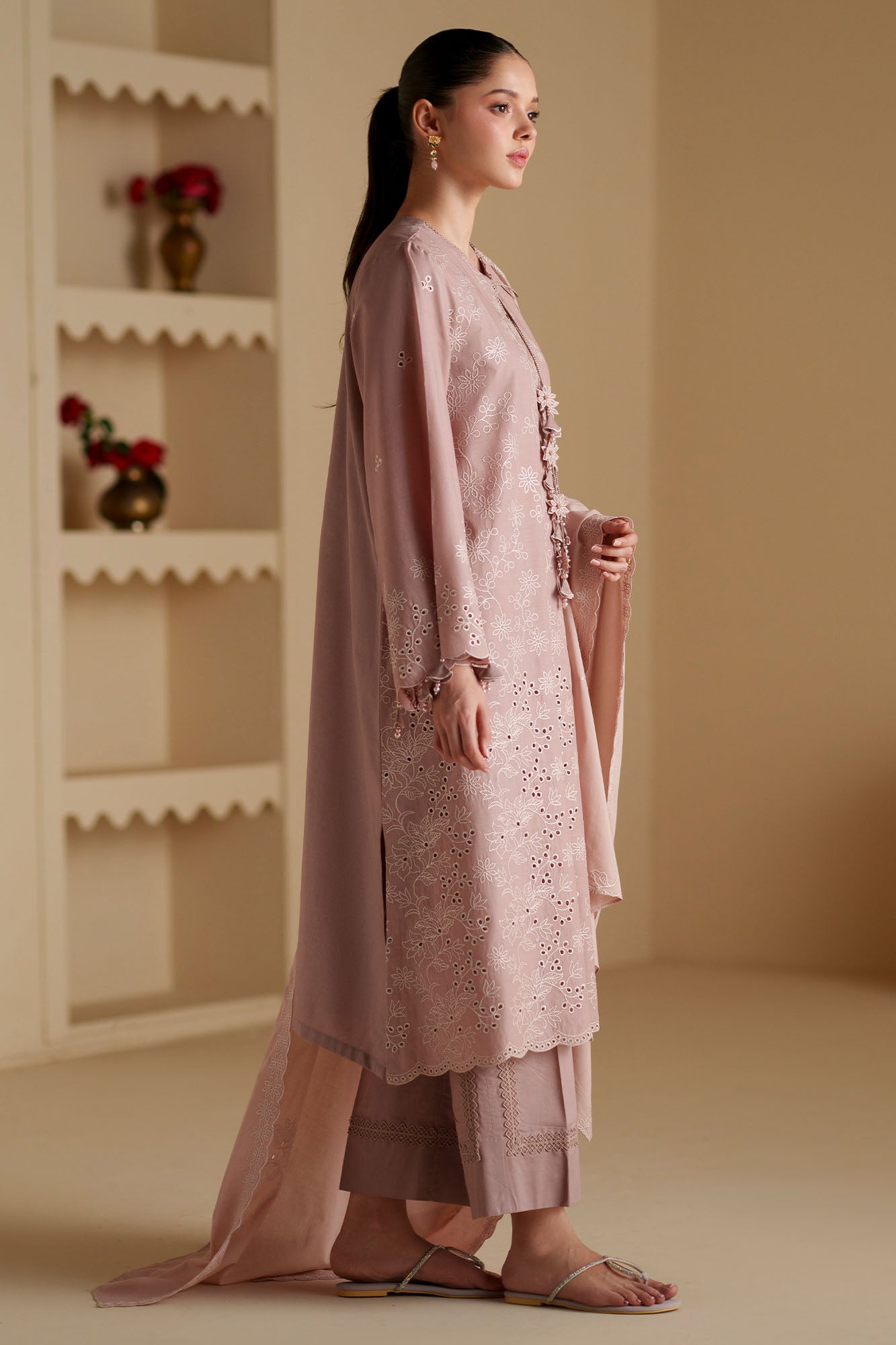 COPPER SAND-3PC CHIKANKARI SUIT
