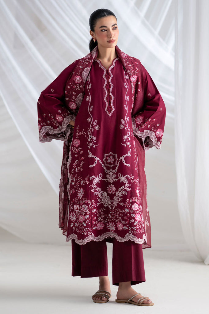 CRIMSON-3PC (SHIRT, TROUSER & DUPATTA)