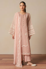 CREAM BLUSH -3PC (SHIRT, TROUSER & DUPATTA)