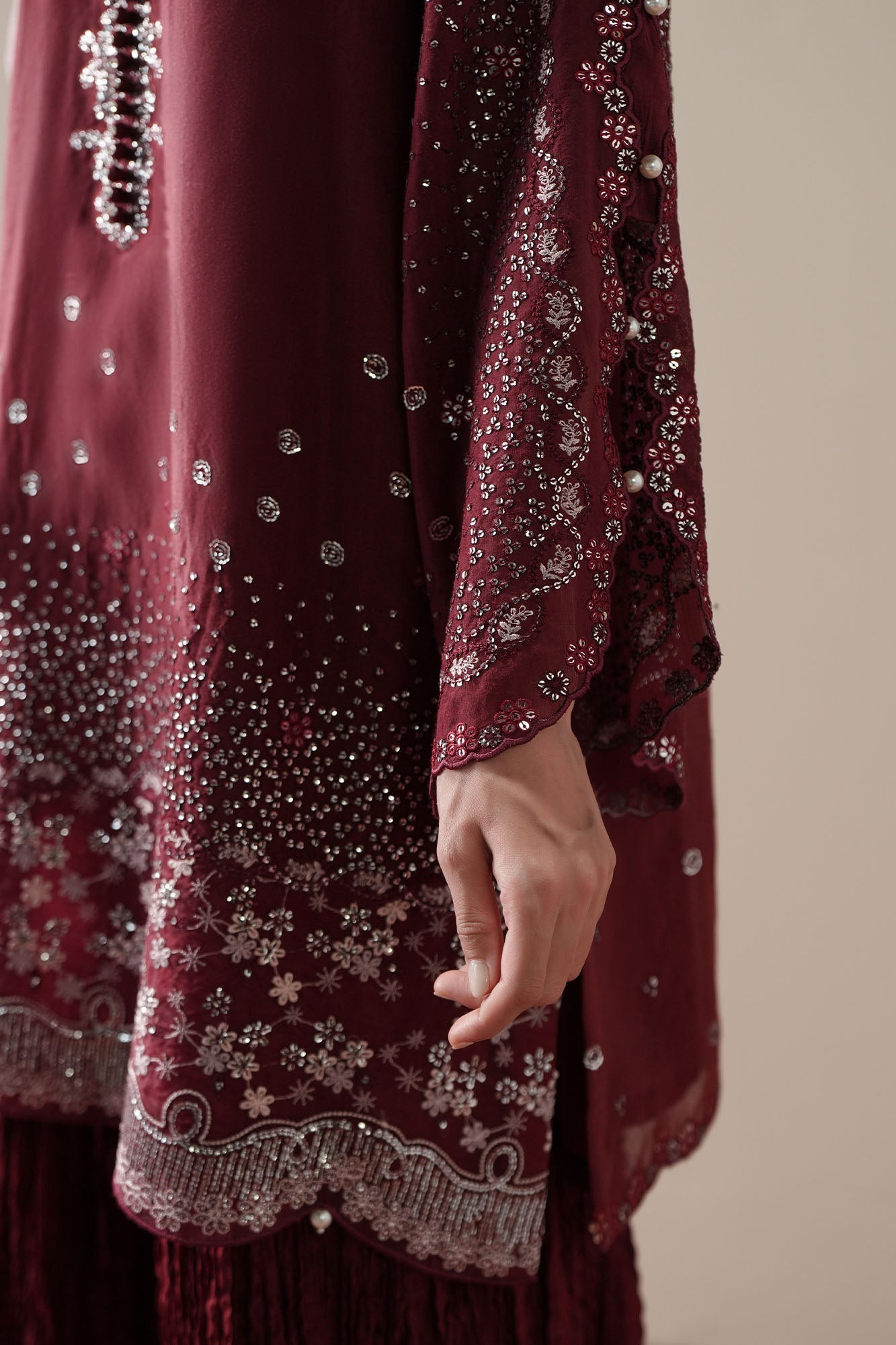 SCARLET STARDUST  - 4PC SILK EMBROIDERED SUIT