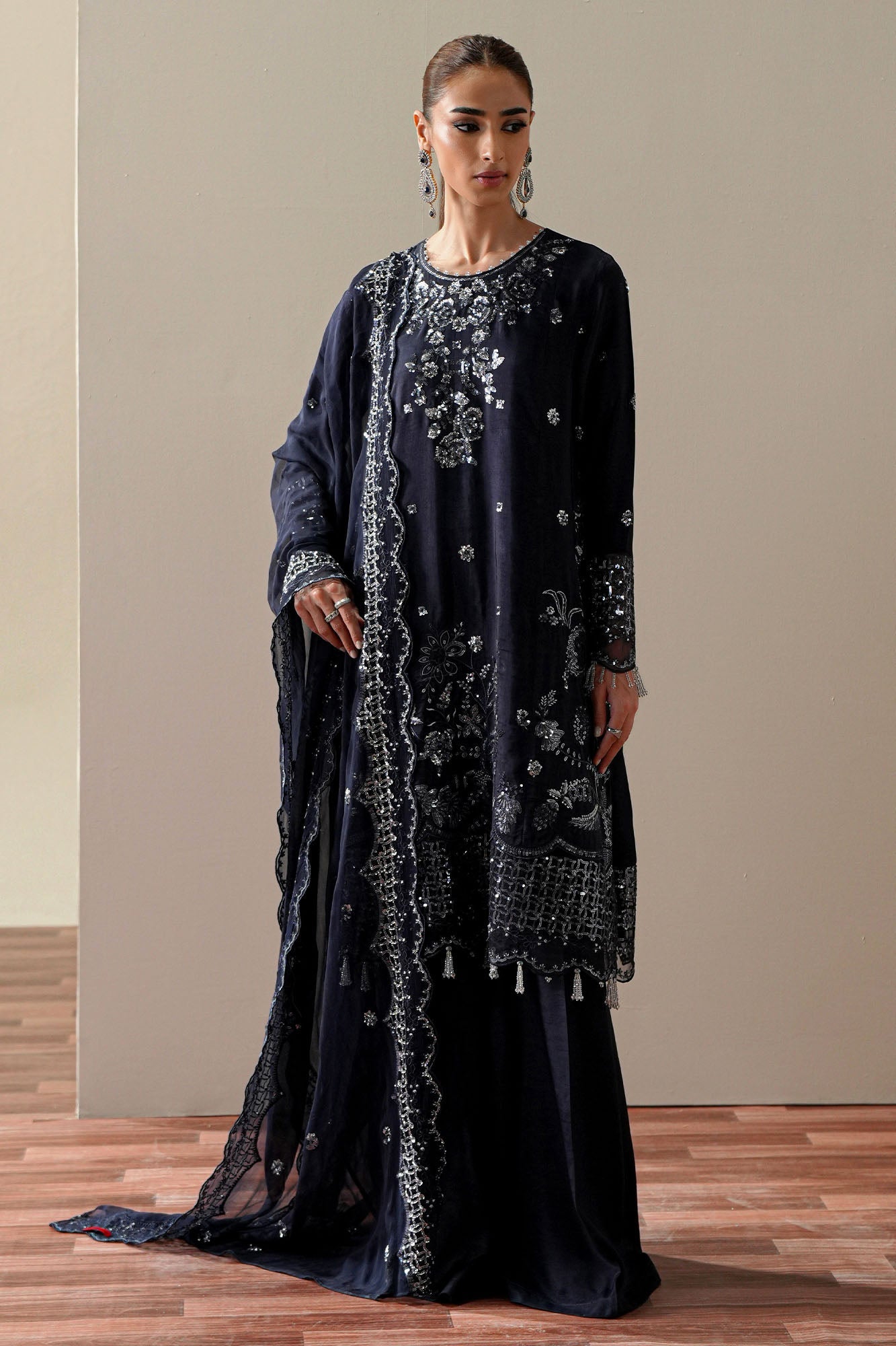 CELESTIAL BLUE -3PC SILK EMBROIDERED SUIT