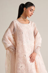 BLUSH SERENITY-4PC ORGANZA EMBROIDERED SUIT