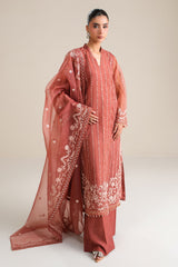 AUTUMN BLOOM-4PC ORGANZA EMBROIDERED SUIT