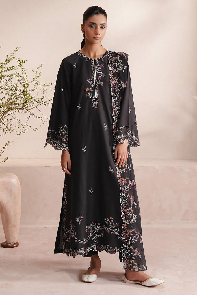 DARK FLORAL-3PC (SHIRT, TROUSER & DUPATTA)