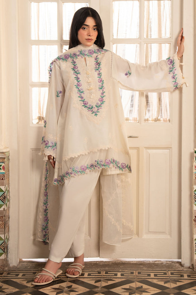 IVORY FLEUR-3PC EMBROIDERED SUIT