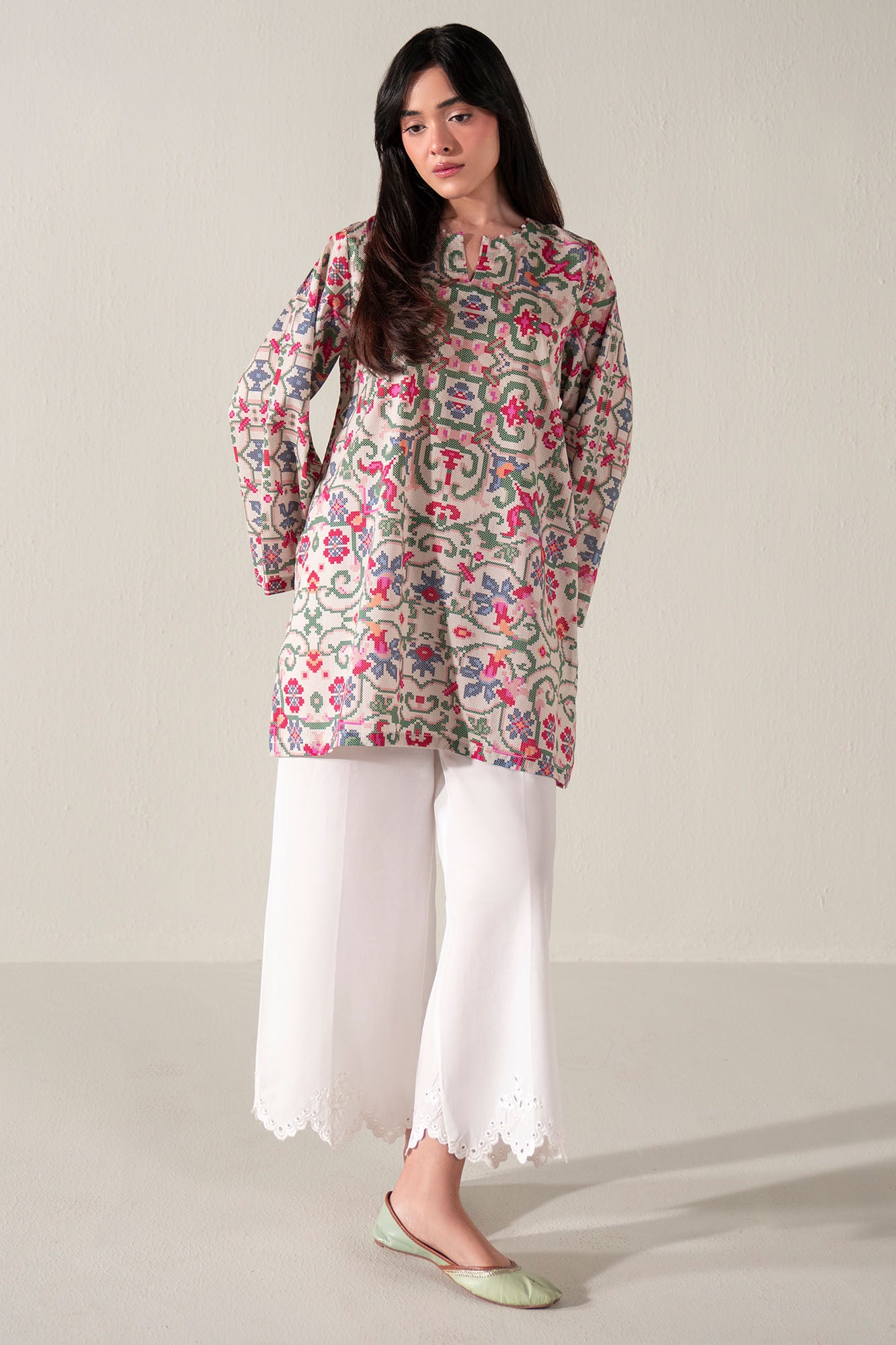 CORAL BLOOM PRINTED LAWN SHIRT