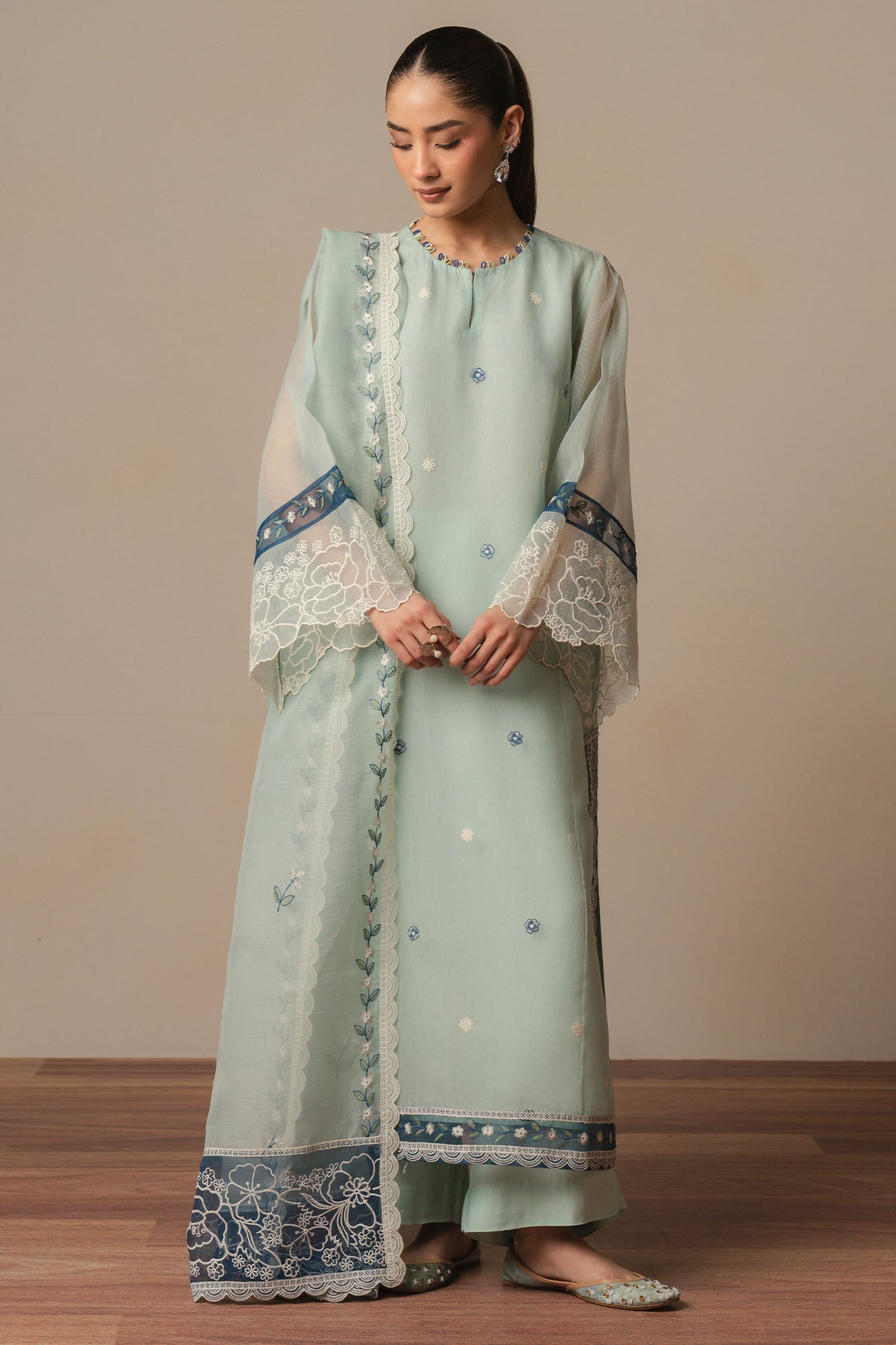 BLUE GLOW-3PC (SHIRT, TROUSER & DUPATTA)
