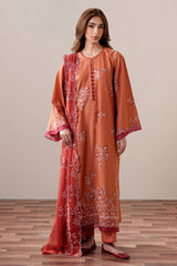 SCARLET EMBER-3PC EMBROIDERED SUIT